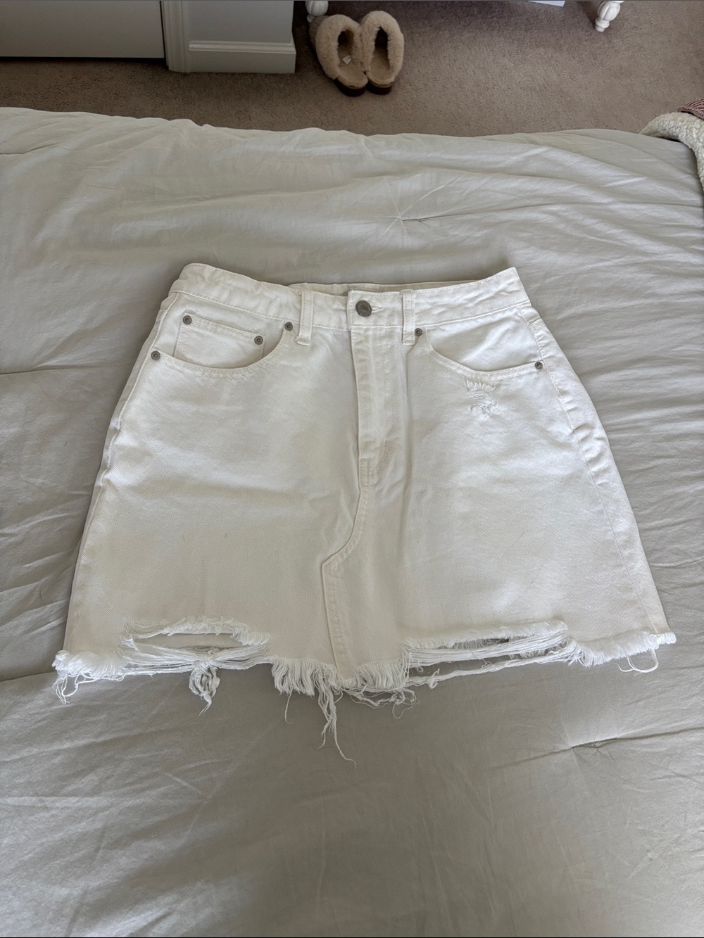 White Denim Mini Skirt